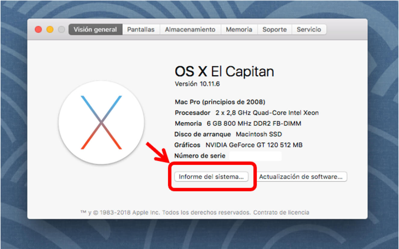 Sistema Operativo anterior a Mac OS 10.10.